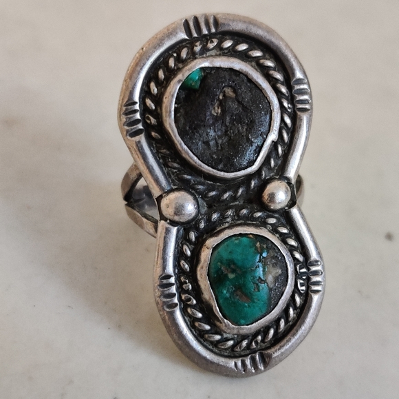 Vintage Navajo NA Ring Sterling Silver Turquoise - Picture 11 of 14